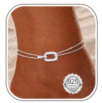 Milacolato Bracelets Cheville Femme Argent 925 Délicat Réglable Imperméable | Coeur Superposé Bracelets de Cheville Or Réglable Extra Large Chaine de Chevillere De Plage Pied Bijoux