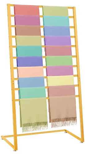 Kritkin Hijab Organizer, 10 Tier Metal Scarf Holder Organizer, Freestanding Scarf Shawl Display Stand Belt Holder for Boutique Display, Retail Store, Bedroom, Clothing Store