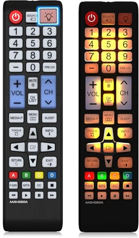 Télécommande de rechange rétroéclairée Samsung pour Smart TV, universelle pour tous les téléviseurs Samsung LED LCD QLED UHD HDTV 3D 4K 8K Series TV, aucune configuration requise (tous les boutons
