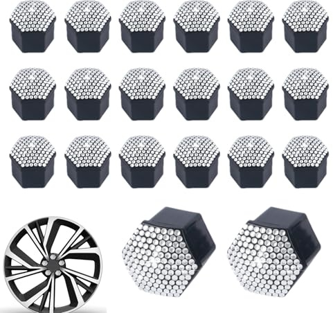 Capsule per dadi ruota | Coperchi scintillanti per bulloni - Set di 20 pezzi | Decorazione per cerchi auto e protezione per furgoni, camion, trattore