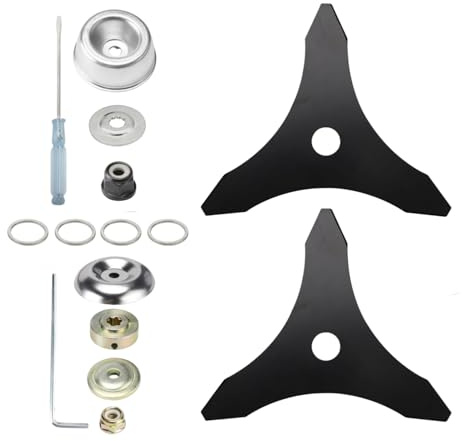2PCS 10 x 3TTeeth Brush Cutter Blade ，Universal Brushcutter Blade Weed Eater Cutter Blade with 2 Different Adapter Kits with 20mm Washer Adapter for Trimmer Weed Eater Lawn Mower