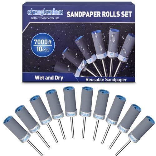 10 Pièces 7000 Grains Tambour De Ponçage pour Dremel Outils Rotatifs, Manchons de Ponçage avec Tige de 1/8 pour Polissage et Ponçage