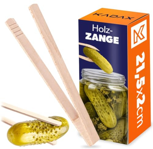 KADAX Pinza per cetrioli 21,5 cm, pinza in legno, pinza da cucina per barbecue, cucinare, arrostire e servire cibo, pinze in legno per cetrioli, pinze per barbecue in legno, pinze da cucina
