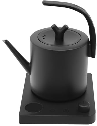 Bollitore elettrico a collo di cigno in acciaio inox 1 l, bollitore elettrico con regolazione della temperatura e mantenimento del calore, cottura rapida (nero)