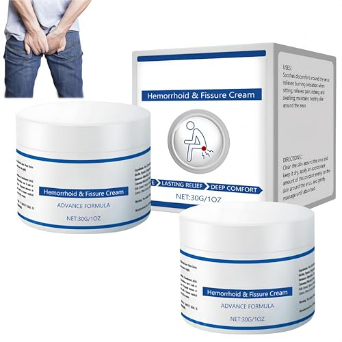 Crema para fisuras y hemorroides: ayuda a aliviar las molestias y la picazón de las hemorroides. Fórmula suave para un alivio suave con la piel. Alivio rápido. (2 Piezas)
