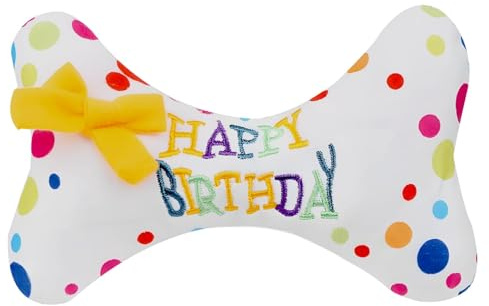 Eddrfy Hunde Geburtstag Spielzeug Geschenk, Hundekuchen Knorpelspielzeug mit Quietscher, Hund Geburtstag Deko für Kleine und Mittelgroße Hunde, Lustige Geschenke für Haustier Geburtstag