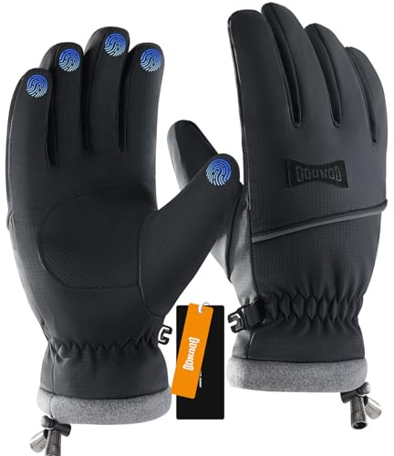 GOUNOD Winter Gloves for Men Women,Thermal Insulated Waterproof Windproof Cold Weather Gloves,Touchscreen Screen Compatible,Non-Slip Grip,Great for Running,Driving,Cycling,Hiking (Gray, L)