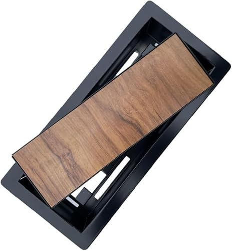 Floor Register 4x10 Modern Vent Covers Tile Insert Cover Steel Vents registers 10x4 Drop in Flush Custom Tiles Inserts Iron Tray Low Profile Hardwood Floors grates Grille Marble (Black)
