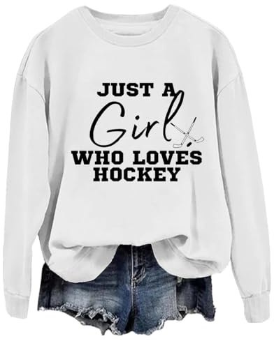 Just A Girl Who Loves hockeytröja roliga ishockeytröjor för kvinnor, Vitt, L