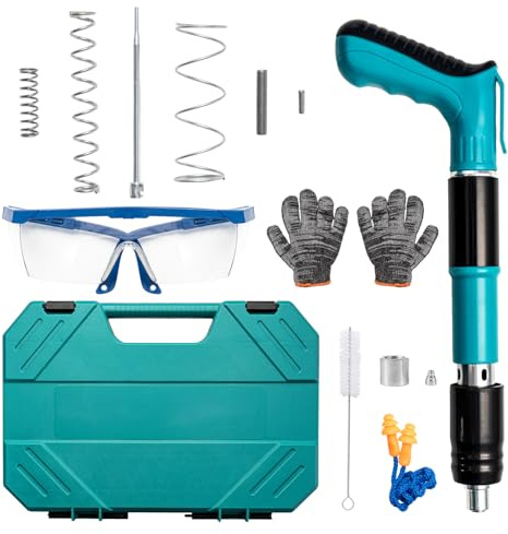 JF HOME BLISS Concrete Nail Gun Kit 5-Speed Adjustable Manual Steel Nailer for Concrete Walls Ceiling Fixtures Wire Hiding Portable Cordless Nail Shooting Tool Manual Nail Gun Kit Wall Fastening Tool