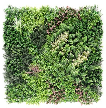 Floordirekt Pflanzenwand Hera 100×100 cm – Künstliche Pflanzenwand mit klick-System – Üppige, naturgetreue Grünwand – Für Innen- & Außenbereiche