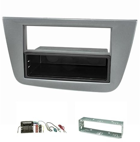 tomzz Audio 2449-009 Radioblende Set kompatibel mit Seat Altea FR XL Toledo 5P anthrazit mit Quadlockadapter ISO Fakra Antennenadapter Phantomeinspeisung DIN Einbauschacht