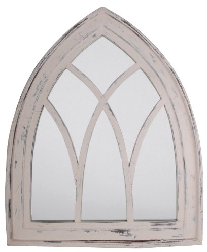 Esschert Design WD10 66 x 5 x 80cm Wood and Glass Mirror Gothic Wash - White