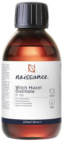 Naissance Distilled Witch Hazel (no. 702) 225ml - Pure, Natural, Cruelty Free, Vegan - Cleansing & Toning - Aromatherapy, Skincare and DIY Beauty Recipes