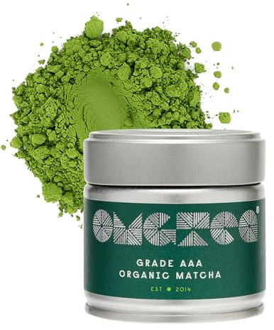 OMGTEA Very High-Grade Organic Japanese Matcha Green Tea Powder Ceremonial Grade AAA – 30g/30 Servings. Great Taste Award Winner 2023