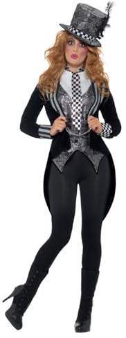 Smiffys - Damen Deluxe Dunkle Miss goldgräber Kostüm, Jacke, Weste, Krawatte und Hut, schwarz Halloween