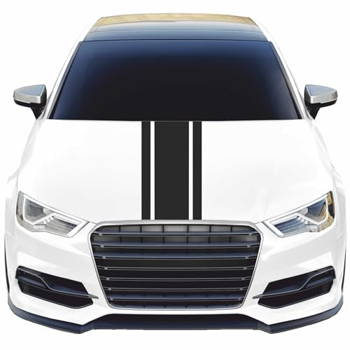 INDIGOS UG - Viperstreifen Auto - M204 matt - 3 Streifen schwarz - 400x25cm & 2x400x5cm - extravanter 3ér - mit Übertragungsfolie - Tuning - Viper - Racingstreifen - Autoaufkleber - Zierstreifen