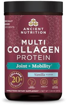 Ancient Nutrition Collagen Powder Protein, Multi Collagen Protein Powder Joint + Mobility, 20 Serving, Joint Supplement with Hydrolyzed Collagen Peptides for Post Workout, 7.48oz