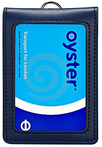 Hibate Genuine Leather Oyster Card Holder Bus Travel Pass Holders - Blue