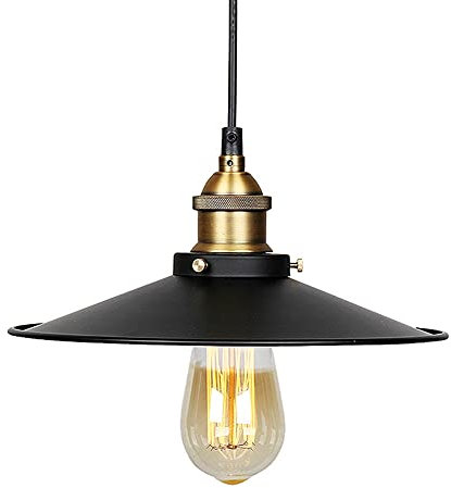 E27 Lampadari a Sospensione Design Semplice Industrial dell'Annata del Pendente Edison soffitto Illuminazione Ombra Ristorante Lampada a Sospensione Nera Lampada per bar ristorante Loft (Ø 22cm)