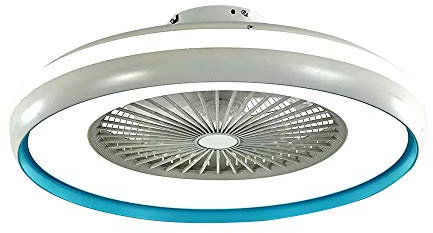 V-TAC Decken Ventilator mit Fernbedienung Wohnzimmer Lüfter Kühler weiß, blau, CCT-Schaltung, 3 Geschwindigkeiten Timer, 132 cm