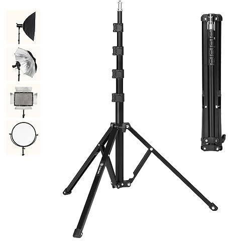 TARION Lampe Trépied Aluminium Trépied Lumière Trépied Charge 8kg pour Studio Photographie Extérieure Anneau Lumière Flash Light avec Sac, Hauteur Max. 180cm