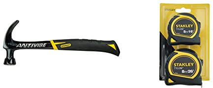 Stanley FMHT1-51275 1FatMax XL AVX Curve Claw Hammer & STA998985 Pocket Tapes, 5m/16ft & 8m/26ft