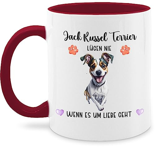 Tasse Tassen 325ml - Hunde - Jack Russel - Geschenk Hundebesitzern - 325 ml - Bordeauxrot - merch geschenke für hundemamas hundebesitzer russell teetasse gezeichnet hund tasse, hundemotiv hunden