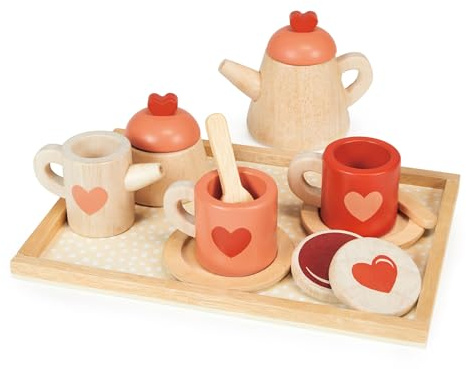 Mentari Wooden Toy Tea Time Tray Set - Pretend Play Teapot Kitchen Set For Children Ages 3+ [Not Machine Specific] [Not Machine Specific]