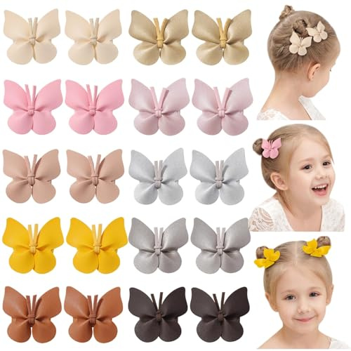 Doboi 20PCS Baby Girls Hair Clips Butterfly Hair Bows Fully Lined Alligator Clips Crocodile Skin Bows for Girls Hair Accessories for Baby Toddlers Kids