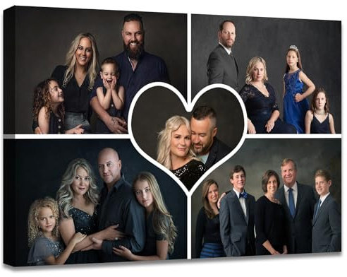 ZXHYWYM Collage Foto Leinwanddrucke mit Ihren Fotos personalisierte Bilder mit mehreren Bildern individuelle Collage Familienbild Heimdekoration Gerahmt (Bild-5, (40.00 x 60.00 cms))