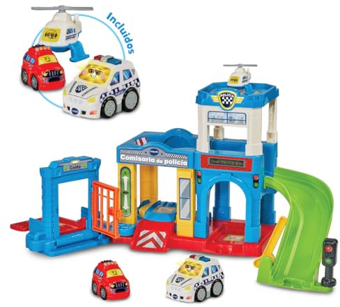 VTech - Comisaría de policía TutTut Bólidos, Pistas y Coches de Juguete para niños +1 año, Circuitos para Combinar, Incluye Coche, Versión ESP