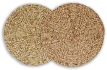 Uncommon Look Reed Extra Large Round Placemats, Hand Woven Table Mat Set, Dining Table Decor Mats Pack, Gust Room Decor Large Coasters (2)