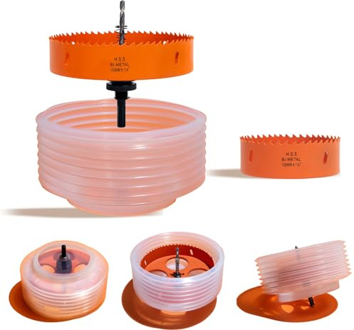 VIKITON 6-1/4 & 4-1/4 Hole Saw for Recessed Lights, 6.25 & 4.25 Inch Hole Cutter with Dust Bowl Catcher for 6 & 4 Inch Led Recessed Lighting and Wood Metal Drywall, Bi-Metal Construction