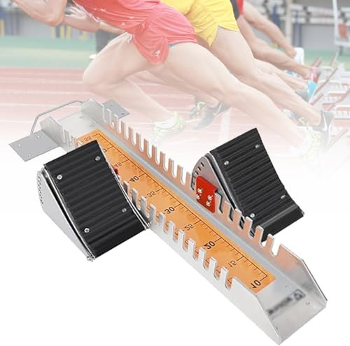 Track Starting Block Lightweight Aluminum with Non-Slip Pad for Running Competitions - Athletics Scholastic Starting Block with Standard Card Ruler for Playground