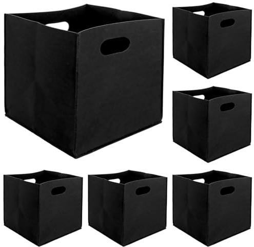 GBACHOOSE 6 Stück Aufbewahrungsboxen 30x30x30 cm, Boxen Aufbewahrung Schwarz, Filzkorb Aufbewahrung, Filzbox Aufbewahrung, Filzkörbe, Faltbare Aufbewahrungskörbe für Kleidung, Spielzeug, Bücher