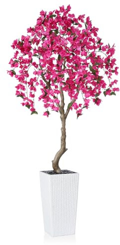 Kazeila Plante Artificielle Exterieur 210cm Arbres Bougainvillea Artificiel en Pot,Fausse Fleur Plante Décoration pour Intérieur Extérieur Maison Salon Balcon Cour Jardin(1Pack)