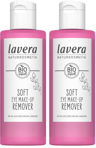 lavera Soft Eye Make-up Remover - Make-Up Entferner - glutenfrei - Für die sensible Augenpartie Vegan - ohne Silikone - ohne Mineralöl - glutenfrei - Bio-Aloe Vera - Bio-Sanddorn - 100ml