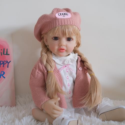 ROSHUAN Lebensechte Reborn Babypuppen 55,9 cm Reborn Kleinkind Puppen Realistische Babypuppen, die echt aussehen Baby Mädchen Ganzkörper Silikon Vinyl Neugeborene Waschbar Kleinkind Puppen Geschenke