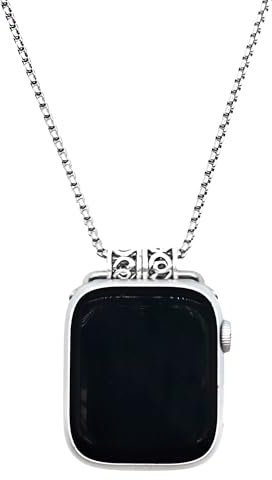 Sopopal Adapter Pendant Necklace Compatible with Apple Watch - Silver Necklace Lanyard Chain Connector for iWatch Series 8/7/6/5/4/3/2/1/SE for Women Men - Silver, 38/40 mm