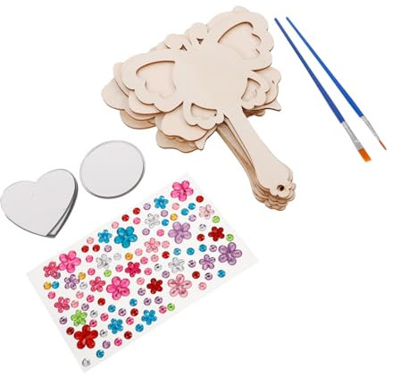 KOMBIUDA Kompaktspiegel Für Kinder Holzspiegel Dekorativer Unfertiger Spiegel Bastelzubehör Kleiner Spiegel Zum Basteln Prinzessinnen-spiegel Diy-spiegelbasteln