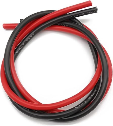 BULINO Cavo Elettrico Tubo Casa 6AWG Filo in Silicone Morbido Resistente al Calore, 1 Metro Rosso e 1 Metro Nero 6AWG Cavo in Silicone Cavo for Terreno Elettronica