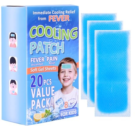 Cool Soothe, Cooling Patches, 20 Count, Pain Relief for Headache, Cooling Fever Reducer, Kids Cool Pads Soothe Headache Pain, Muscle Ache, Cool and Comfortable (20PCS)