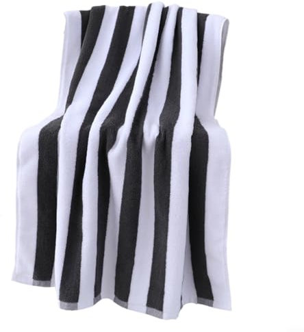 FACAIIO Copertura per poltrona da spiaggia in cotone a righe con tasca, 76 x 219 cm, per prendere il sole in piscina (grigio)