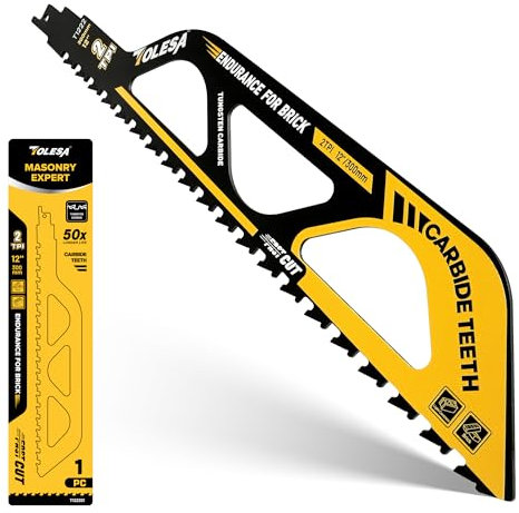 TOLESA Lame per sega alternativa per demolizione muratura, 30,5 cm, lame in carburo per il taglio di calcestruzzo aerato e mattoni cavi, 1 confezione