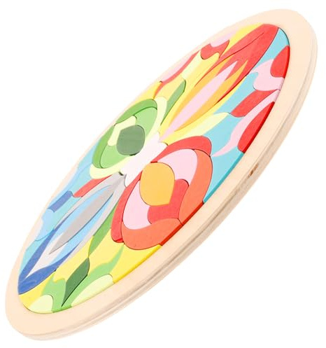 Yardwe Holzbausteine Puzzle Für Junge Mädchen Regenbogen Bauspielzeug Mit Mandala Platte Fördert Logisches Denken Farberkennung Und Raumvorstellung Pädagogisch Wertvolles Montessori Lerns