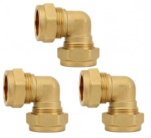 AIGHER Gomito a compressione, 28 mm, 90 gradi, confezione da 3, approvato WRAS, pressione massima 16 bar
