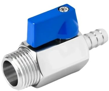 Multi Colored handleBlue Silver MINI Ball Valve Stainless Steel Pagoda Adapter 304 Hardware 2 Way Gas Ball Valve Pointed Mouth(Male,8MM_3/8)