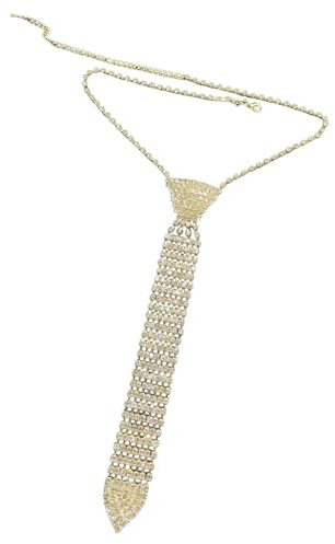 Perfeclan Collana con, Cravatta, per Donne e Ragazze, Accessori per Abiti, Gioielli Regolabili per Il Collo, Catena Glitterata, Moda, Oro