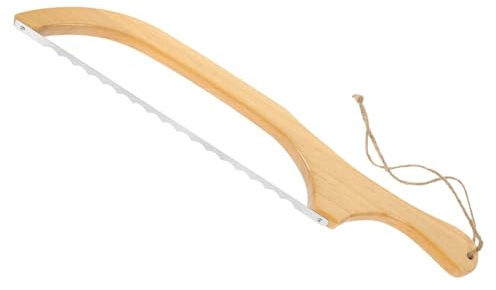 TOYANDONA Cuchillo para Pan de Madera con Mango Ergonómico Herramienta de Corte Manual para Masa y Pan Dentada Resistente y Ligera para Tartas Bizcochos